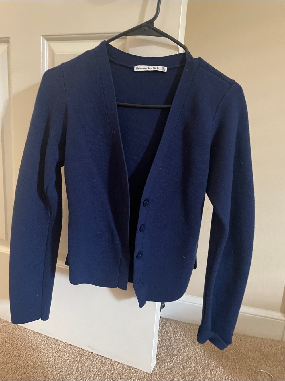 Abercrombie & Fitch Navy V-Neck Button-Up Cardigan
